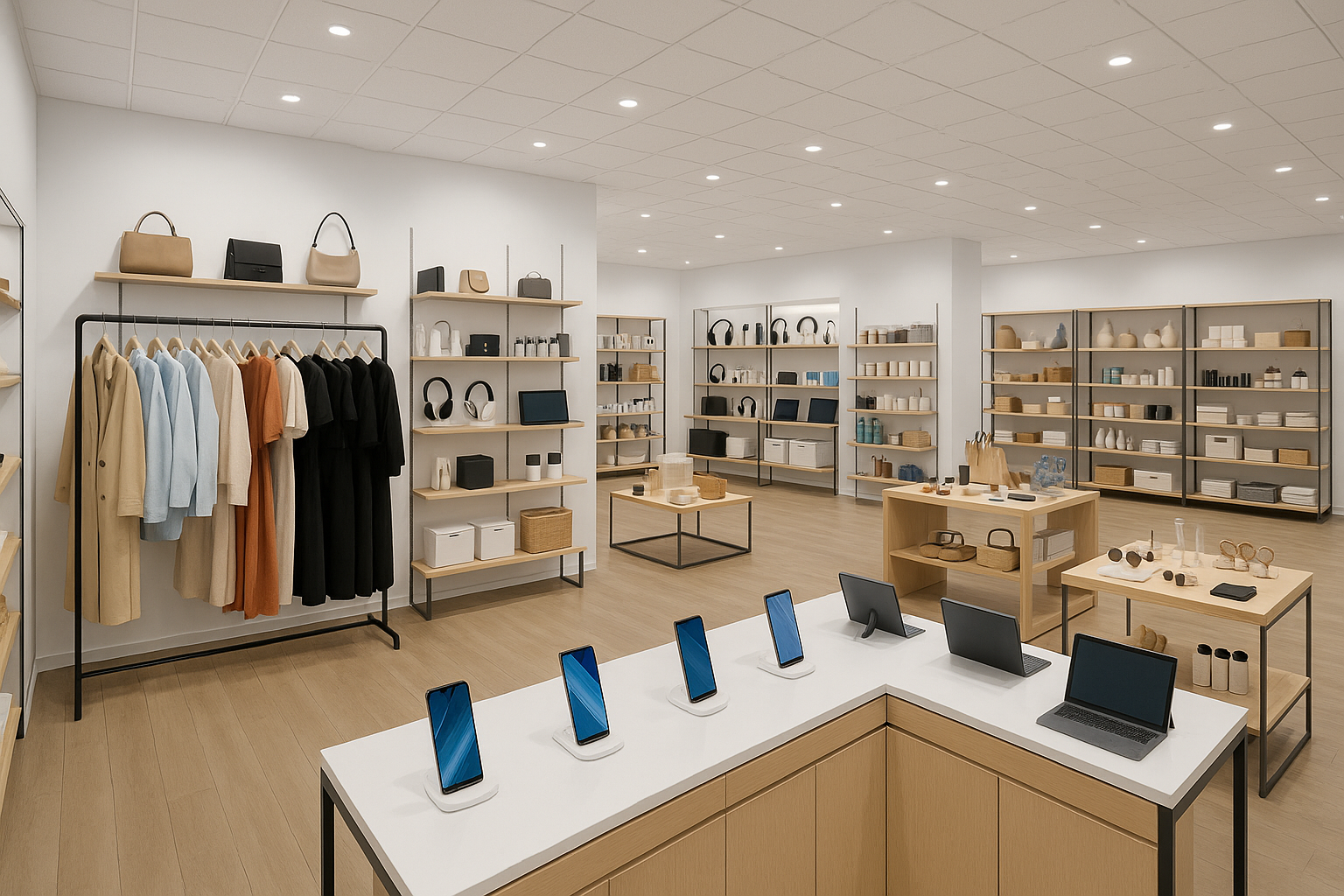 clothings and electonics store background and other poducts too