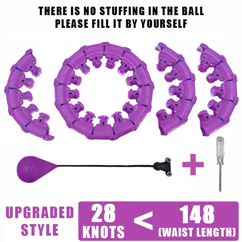 Weighted Fitness Hoop for Adults & Kids Detachable Knots Abdomen Weight Loss 2 in 1 Abdomen Fitness Weight Loss Massage