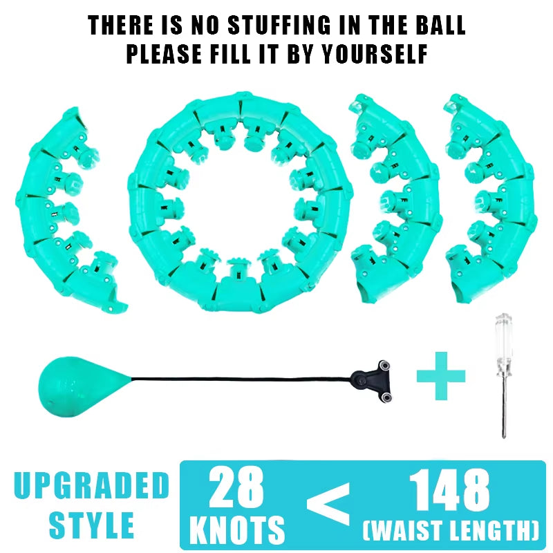 Weighted Fitness Hoop for Adults & Kids Detachable Knots Abdomen Weight Loss 2 in 1 Abdomen Fitness Weight Loss Massage