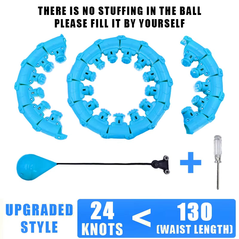 Weighted Fitness Hoop for Adults & Kids Detachable Knots Abdomen Weight Loss 2 in 1 Abdomen Fitness Weight Loss Massage