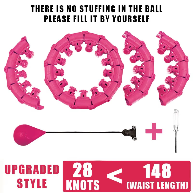 Weighted Fitness Hoop for Adults & Kids Detachable Knots Abdomen Weight Loss 2 in 1 Abdomen Fitness Weight Loss Massage