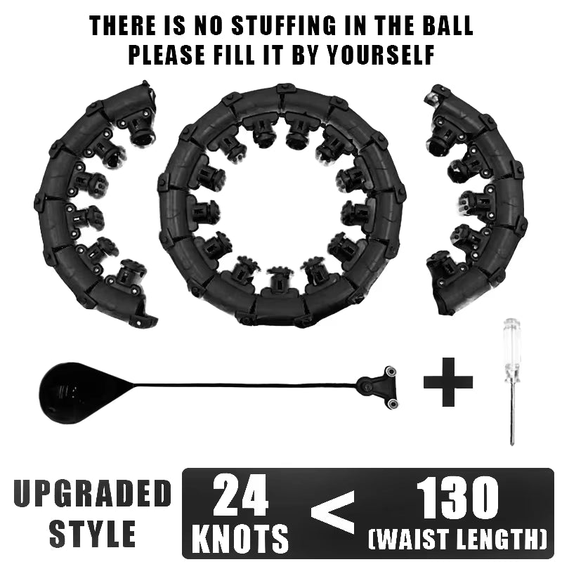 Weighted Fitness Hoop for Adults & Kids Detachable Knots Abdomen Weight Loss 2 in 1 Abdomen Fitness Weight Loss Massage