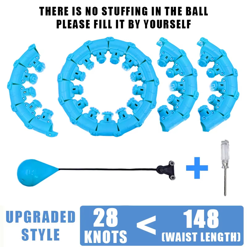 Weighted Fitness Hoop for Adults & Kids Detachable Knots Abdomen Weight Loss 2 in 1 Abdomen Fitness Weight Loss Massage