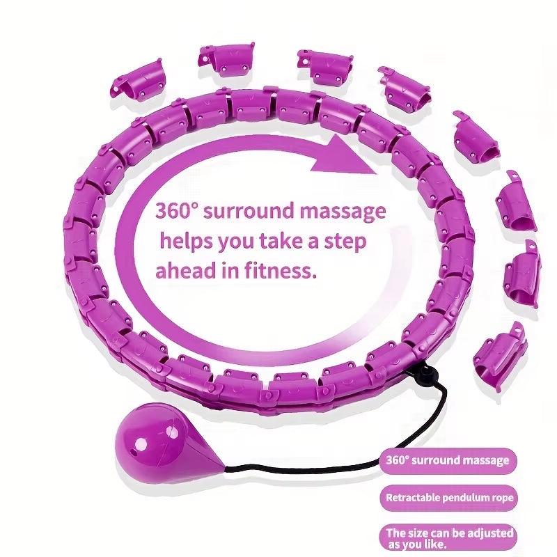 Weighted Fitness Hoop for Adults & Kids Detachable Knots Abdomen Weight Loss 2 in 1 Abdomen Fitness Weight Loss Massage