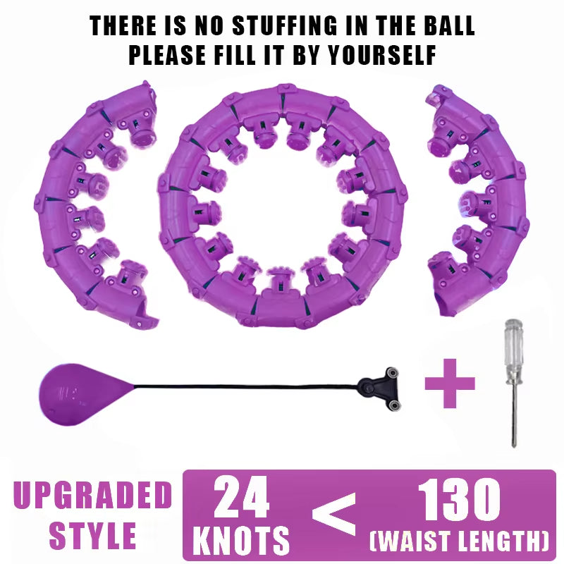 Weighted Fitness Hoop for Adults & Kids Detachable Knots Abdomen Weight Loss 2 in 1 Abdomen Fitness Weight Loss Massage