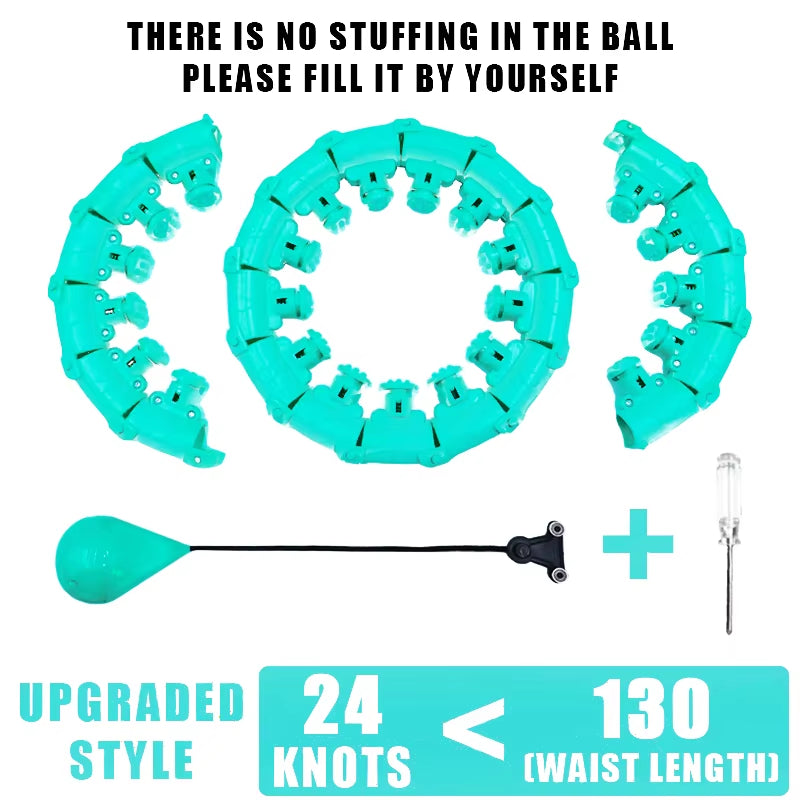 Weighted Fitness Hoop for Adults & Kids Detachable Knots Abdomen Weight Loss 2 in 1 Abdomen Fitness Weight Loss Massage