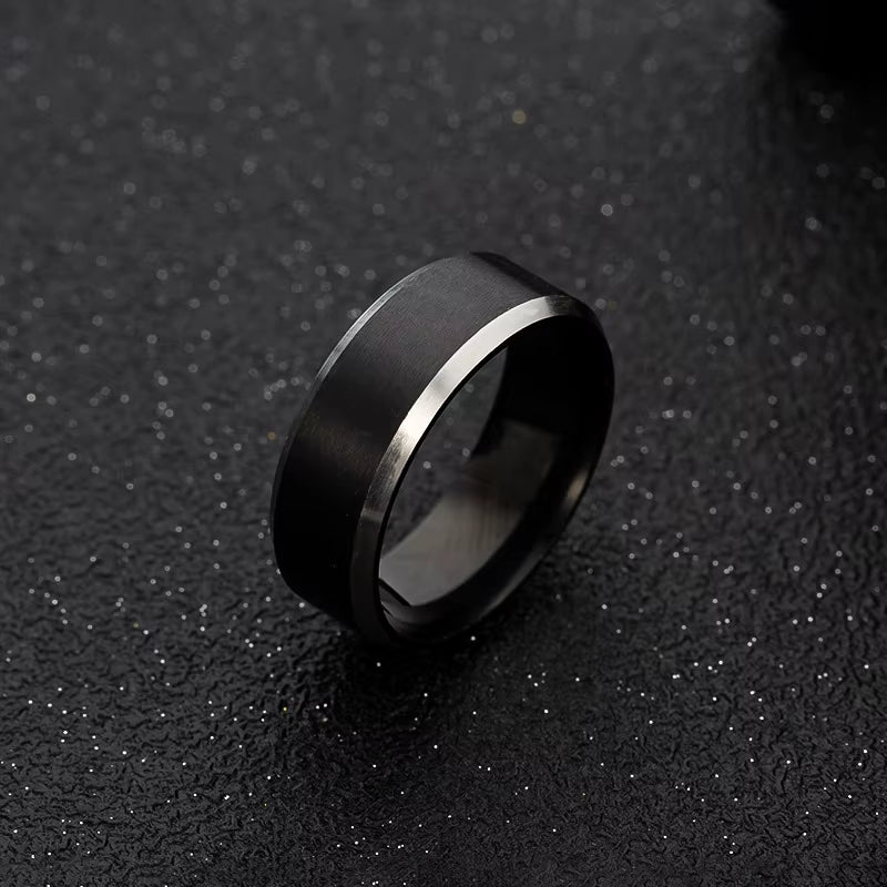 Men'S Wedding Ring Simple Engagement Tungsten Ring Men'S Anniversary Party Ring Matte Black Tungsten Ring